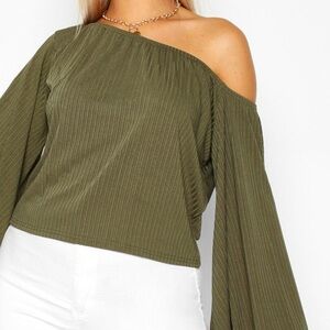 Olive Green Off-Shoulder Top